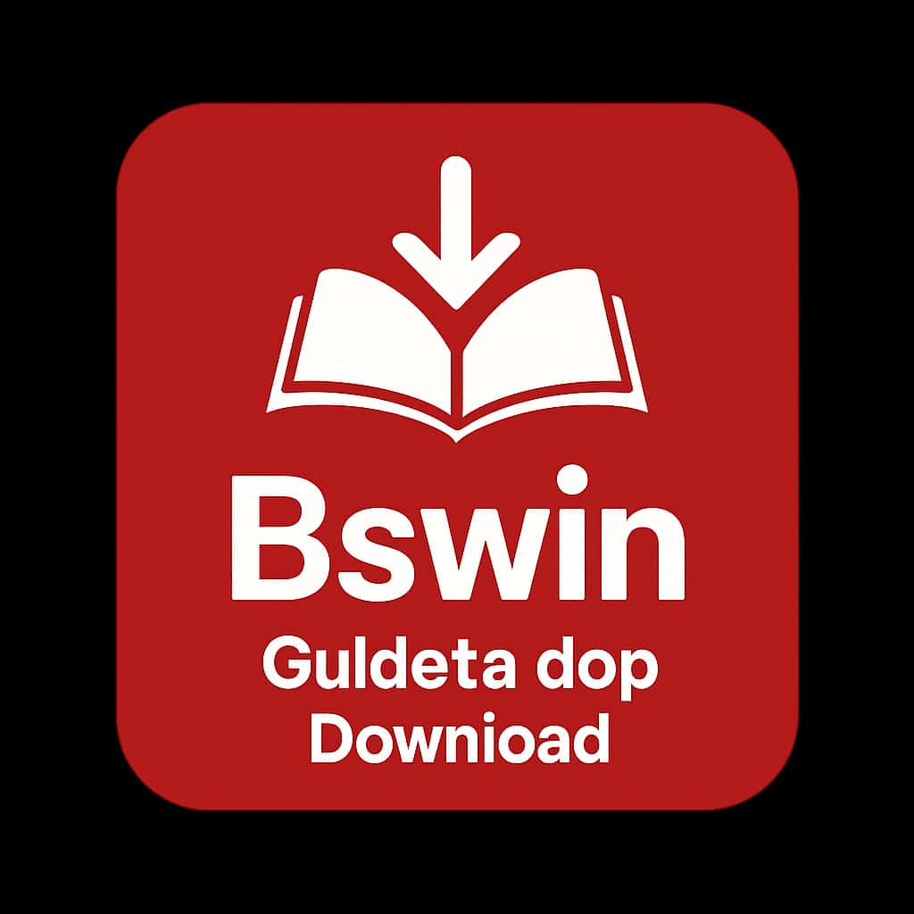 A badge design representing Bswin app download guidance.