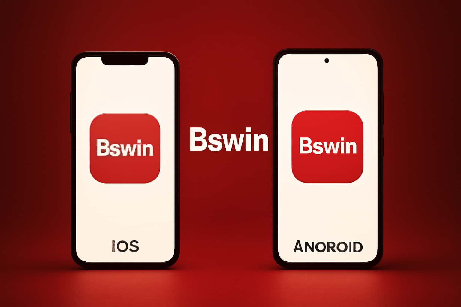 An informative graphic illustrating the differences between Bswin on iOS and Android.