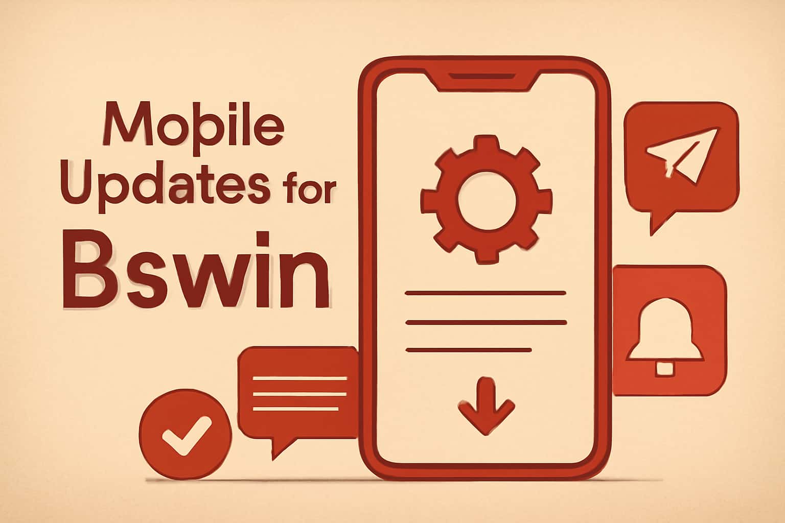 A high-tech depiction of mobile updates for the Bswin app.
