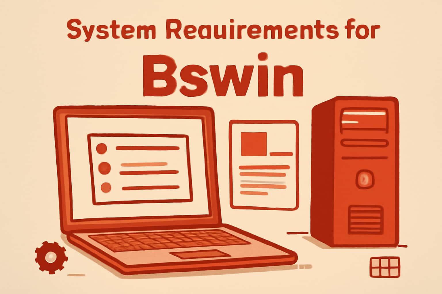 An illustrative scene depicting the system requirements for the Bswin app.
