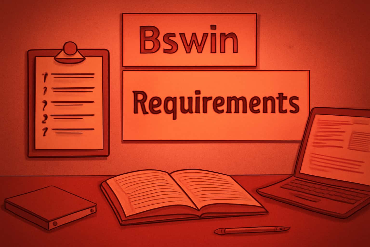An informational scene depicting the requirements for the Bswin app.