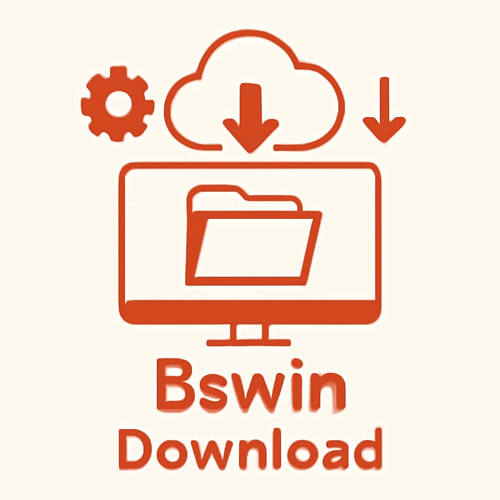 Illustration showing steps to download Bswin.