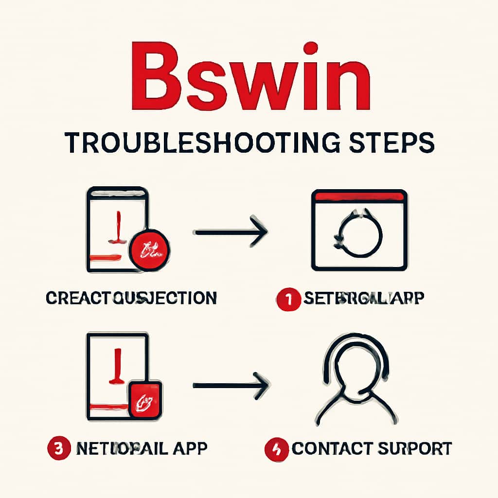 Diagram illustrating troubleshooting steps for the Bswin App.